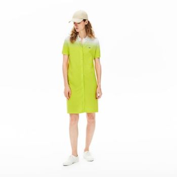 Lacoste Made in France Cotton Piqué Polo Dress - Šaty Dámské Žluté / Bílé | CZ-Ojvsg2